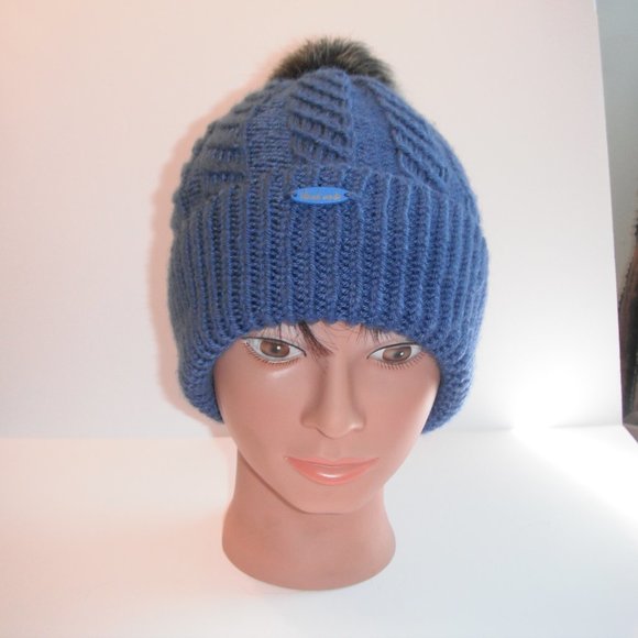 Hand Knitted Hat Toque One Size Acrylic Color Shadow Blue - 003 Hand knit by me - Picture 6 of 11